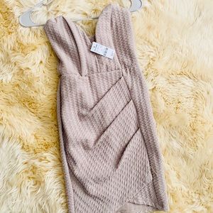 Size small strapless plunging nude dress